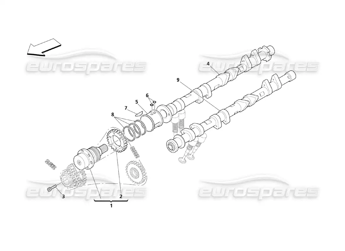 maserati qtp. (2003) 4.2 camshafts for lh cylinder head parts diagram