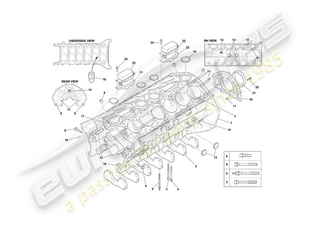 aston martin db7 vantage (2001) cylinder block part diagram