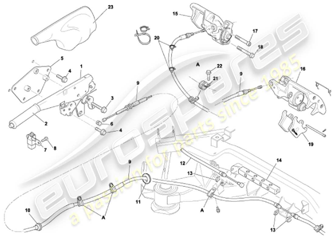 aston martin vanquish (2001) handbrake parts diagram