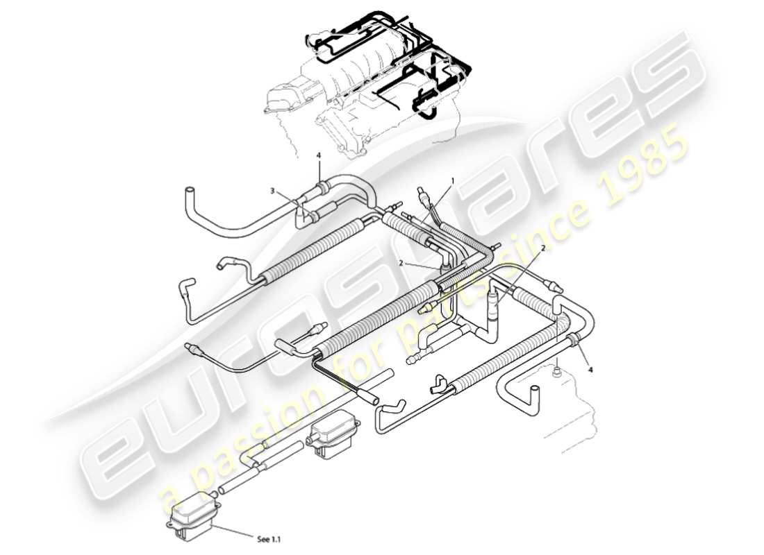 aston martin vanquish (2001) vacuum system, engine parts diagram
