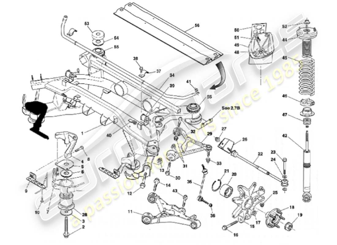 aston martin vanquish (2001) rear suspension parts diagram