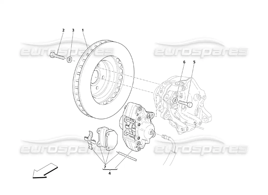 maserati qtp. (2003) 4.2 rear wheels braking parts parts diagram