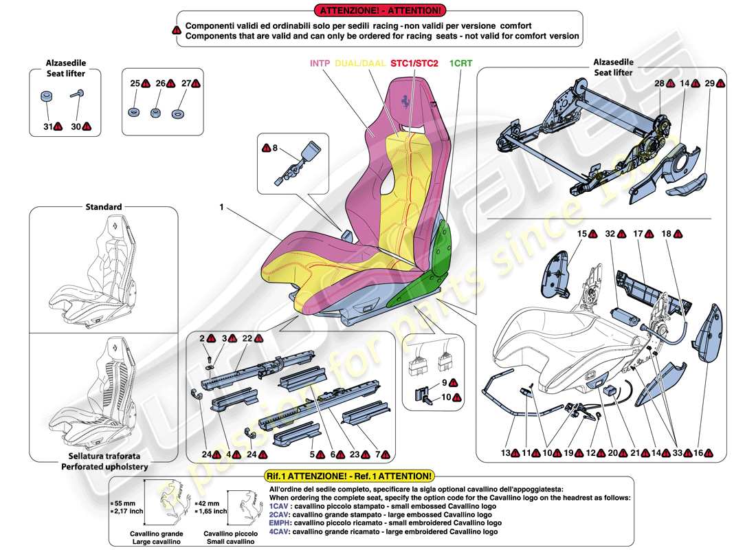 ferrari f12 berlinetta (usa) racing seat part diagram