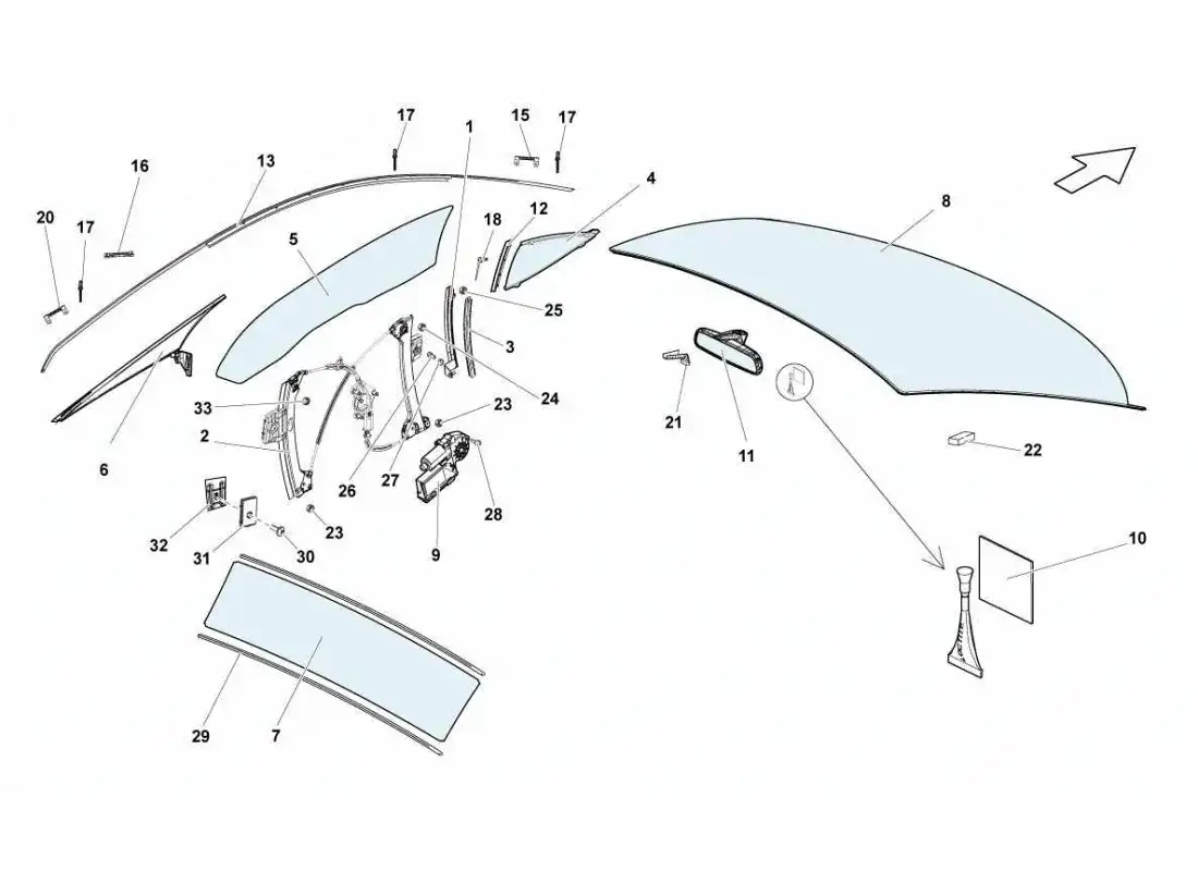 lamborghini gallardo sts ii sc windows parts diagram