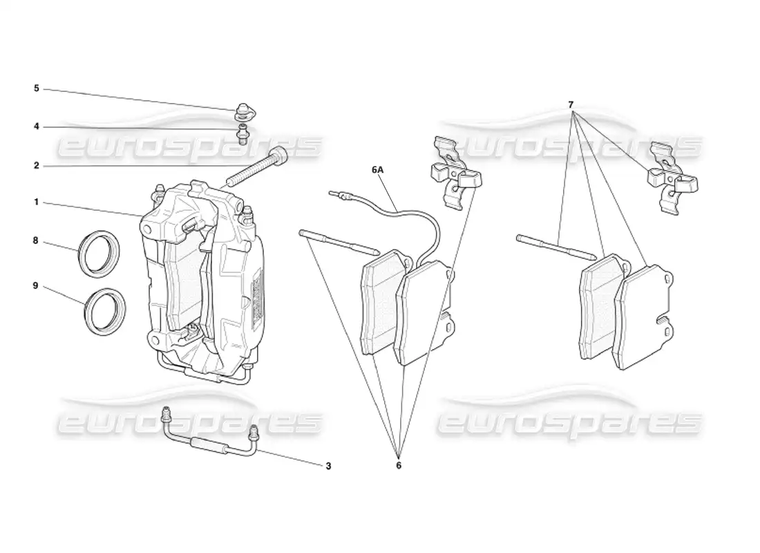 ferrari 360 modena calipers for front and rear brakes parts diagram