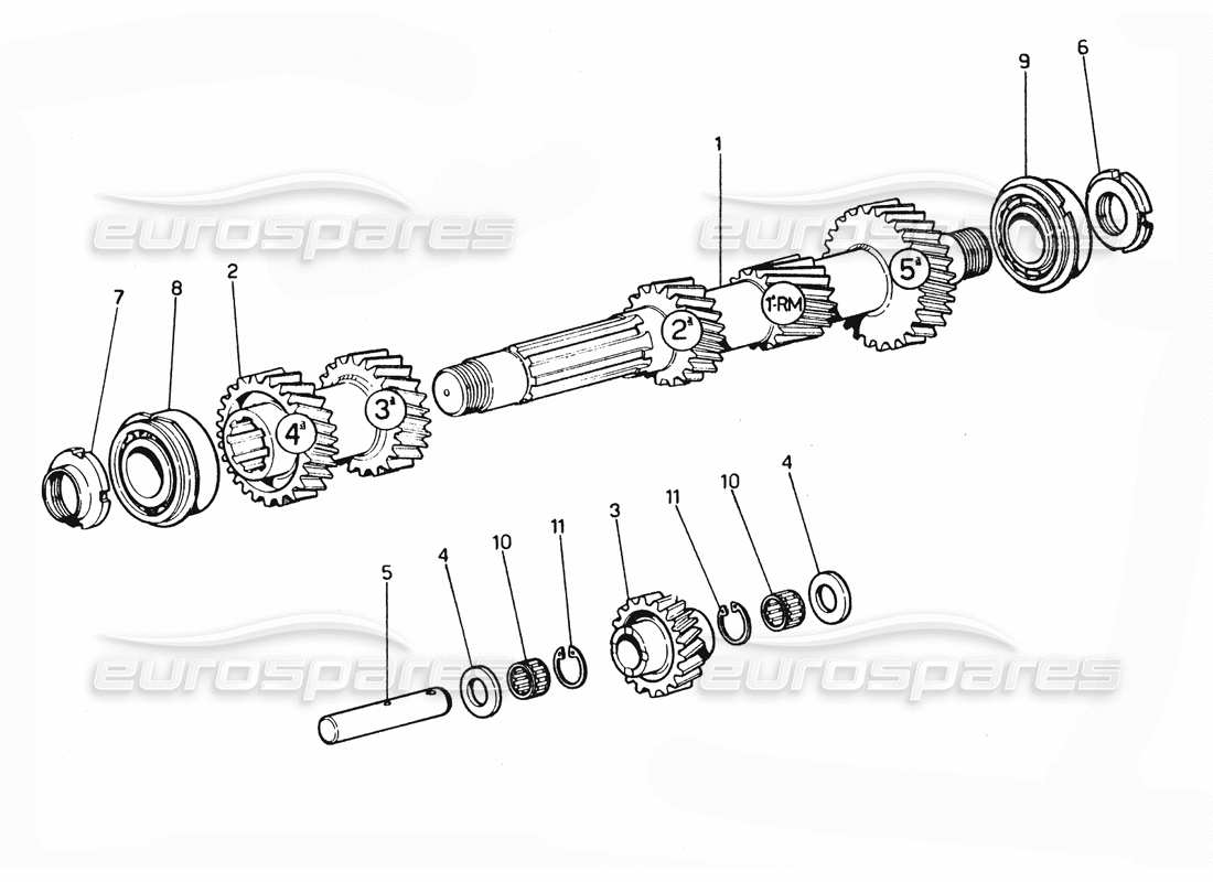 ferrari 365 gtc4 (mechanical) primary gears - revision parts diagram