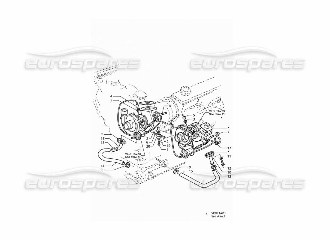 maserati ghibli 2.8 (abs) turboblowers lubrication parts diagram
