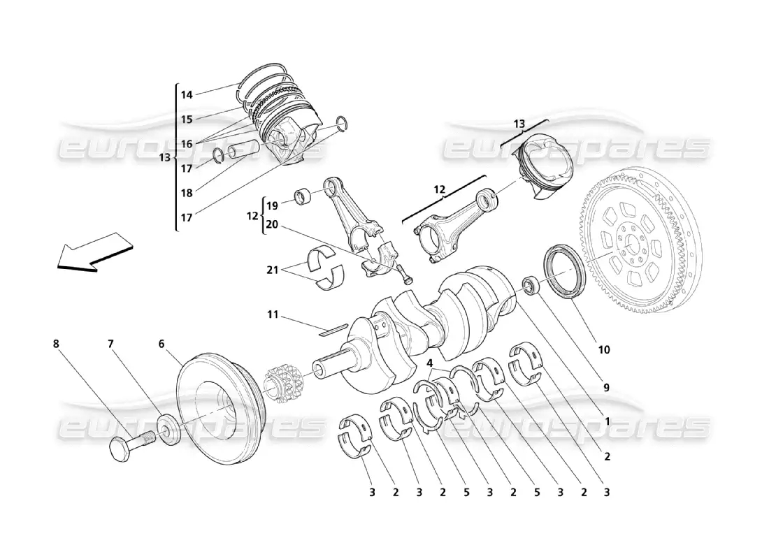 maserati qtp. (2003) 4.2 crank mechanism parts diagram