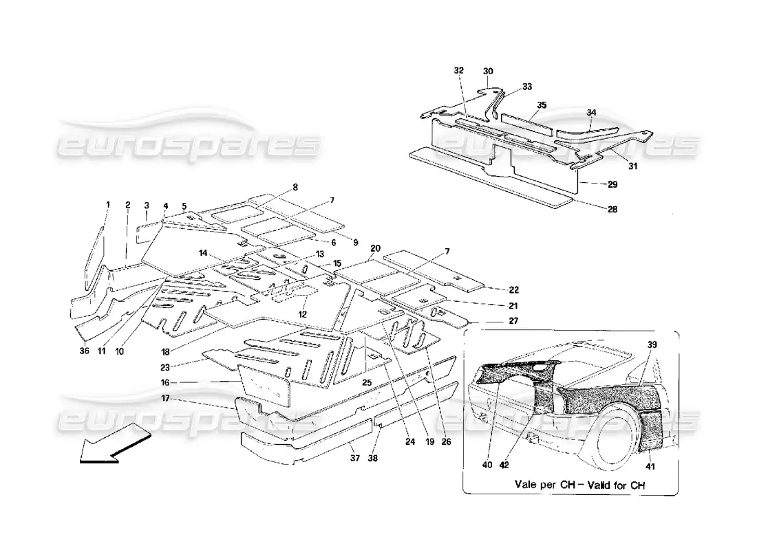 ferrari 348 (2.7 motronic) passengers comp. insulations parts diagram