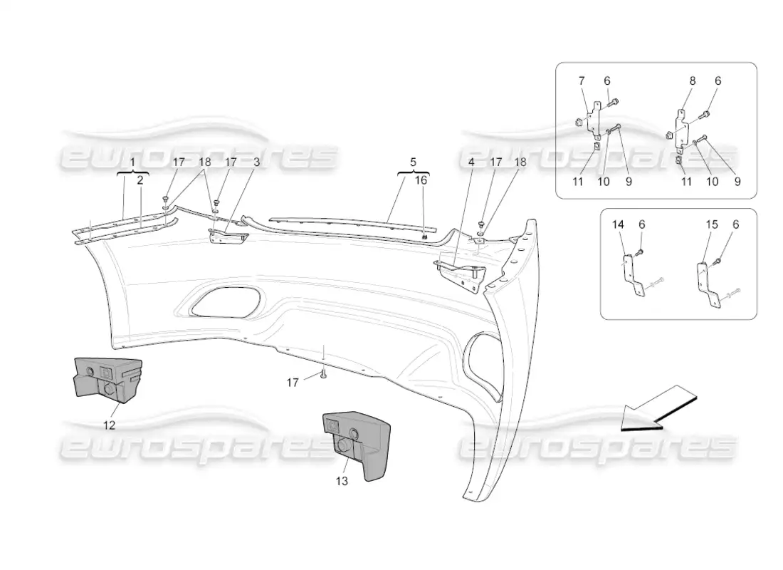 maserati grancabrio (2010) 4.7 rear bumper parts diagram
