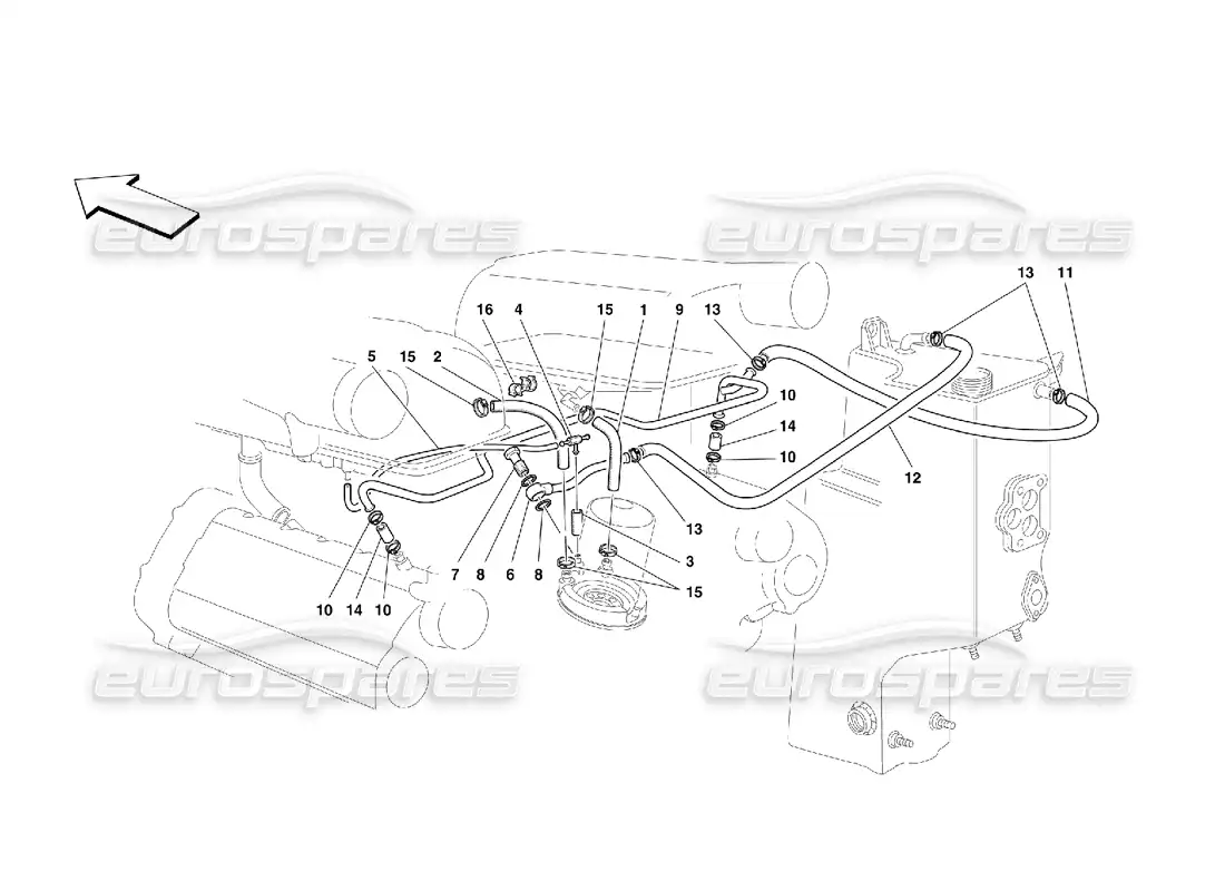 ferrari 355 (5.2 motronic) blow - by system parts diagram