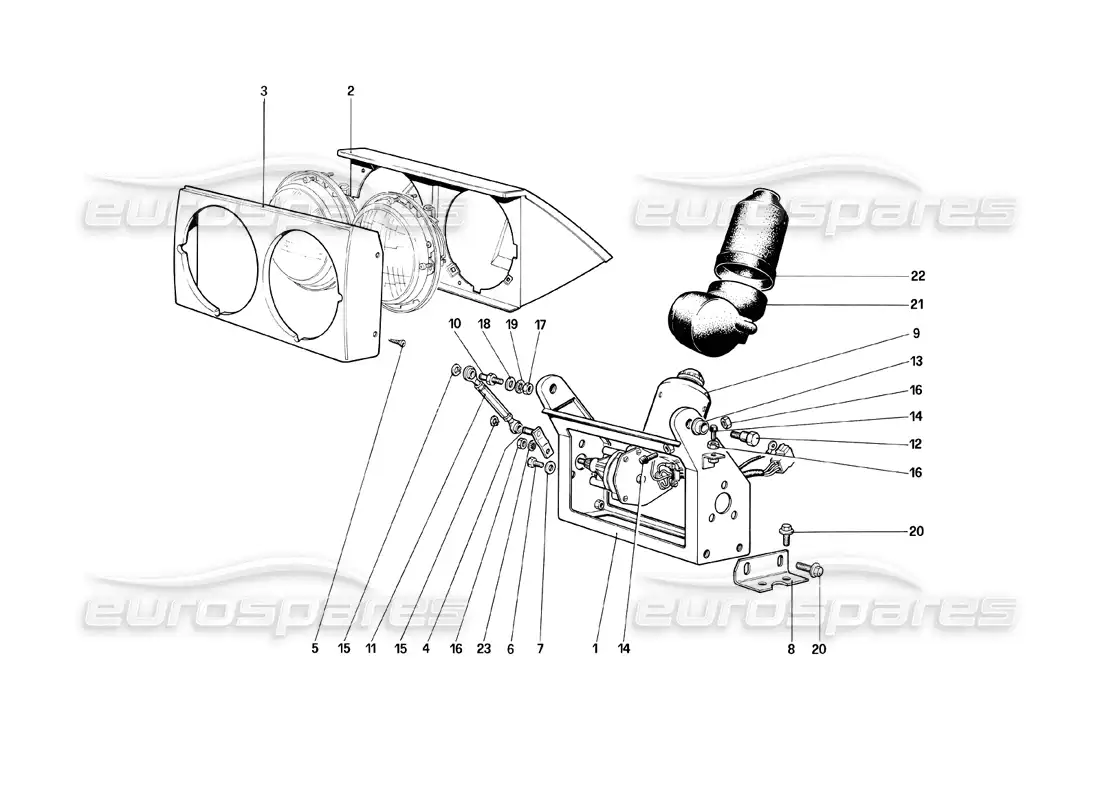 ferrari mondial 8 (1981) headlights lifting device parts diagram
