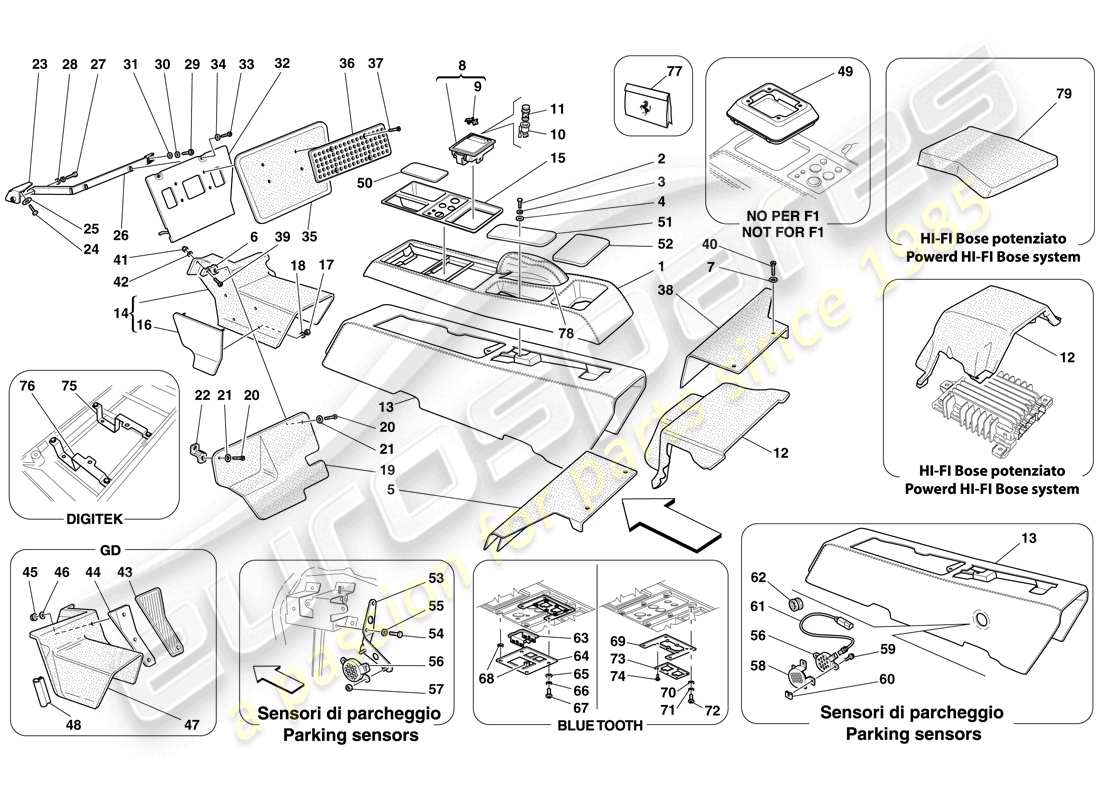 a part diagram from the ferrari f430 spider (usa) parts catalogue