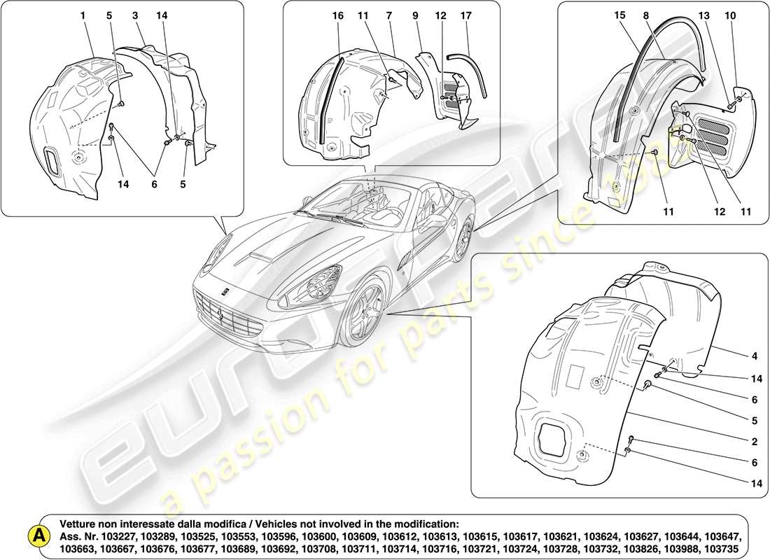 VIEW PARTS DIAGRAMS FROM THE FERRARI CALIFORNIA PARTS CATALOGUE a part diagram from the ferrari california parts catalogue