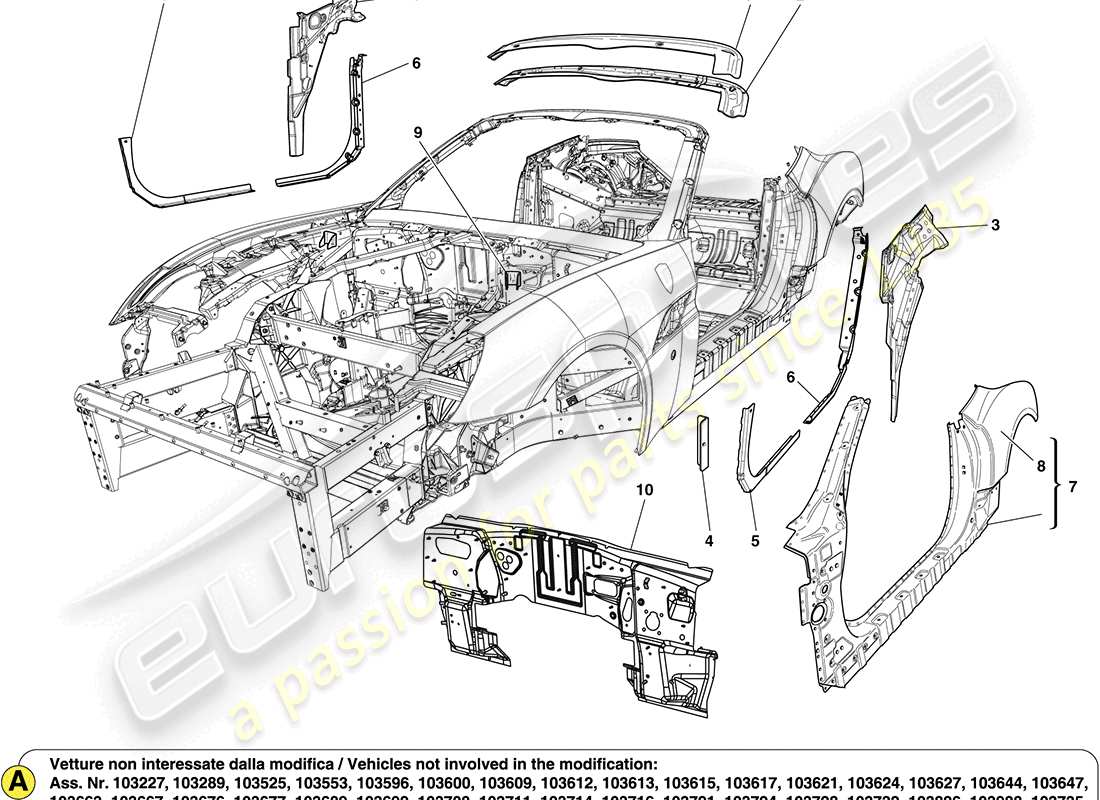 a part diagram from the ferrari california (rhd) parts catalogue