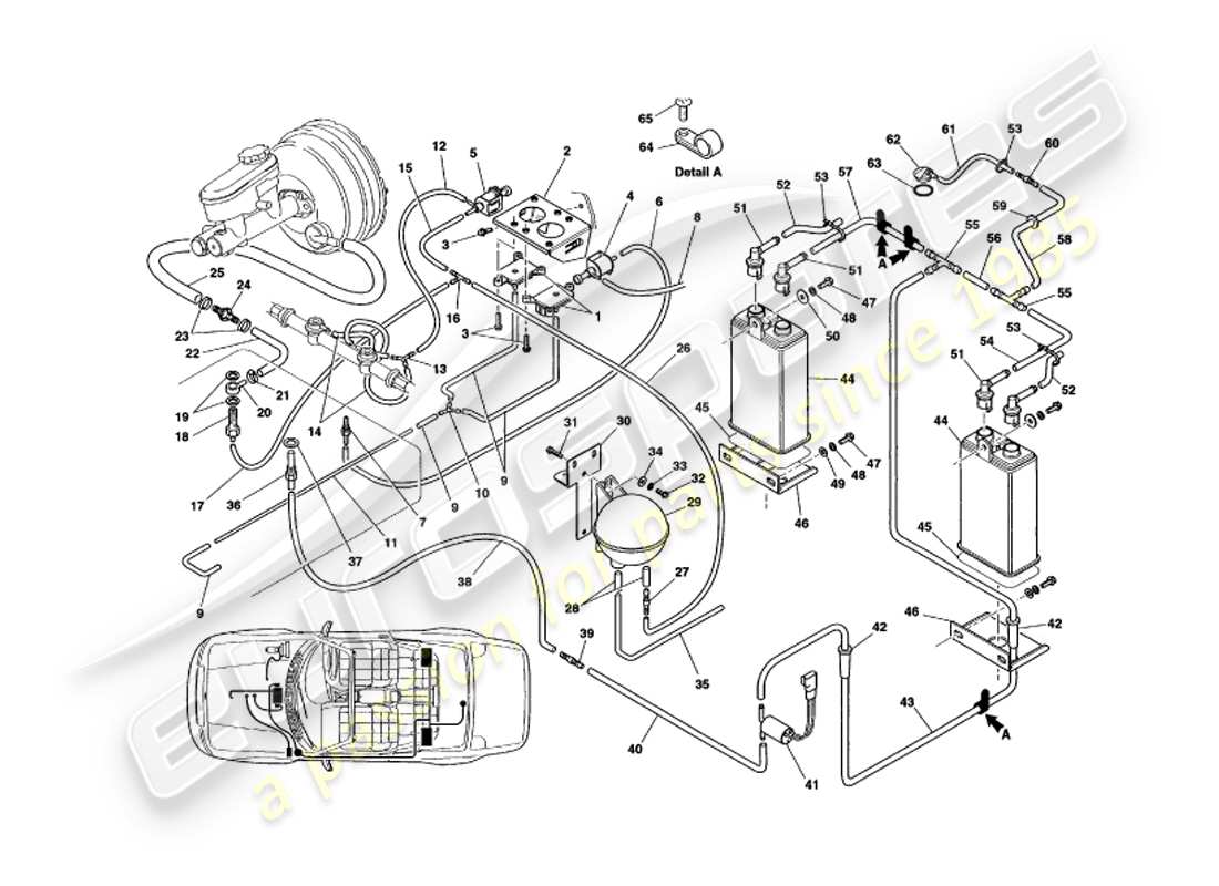 a part diagram from the aston martin v8 volante parts catalogue