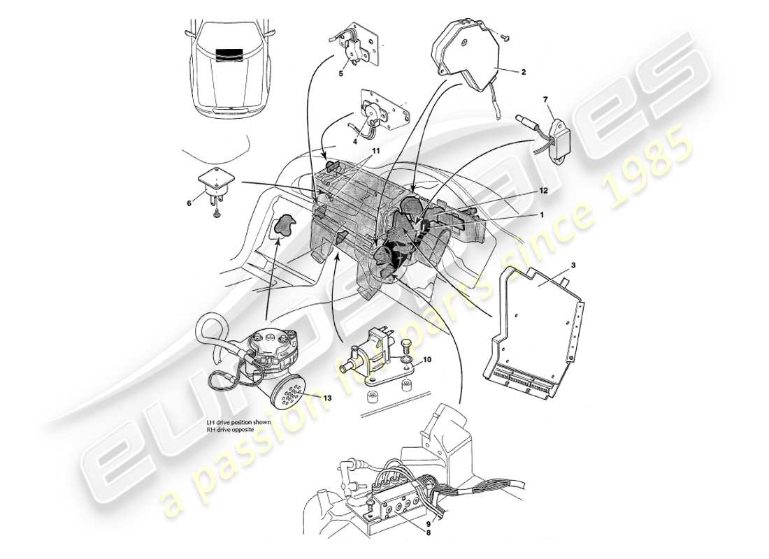 a part diagram from the aston martin v8 coupe parts catalogue