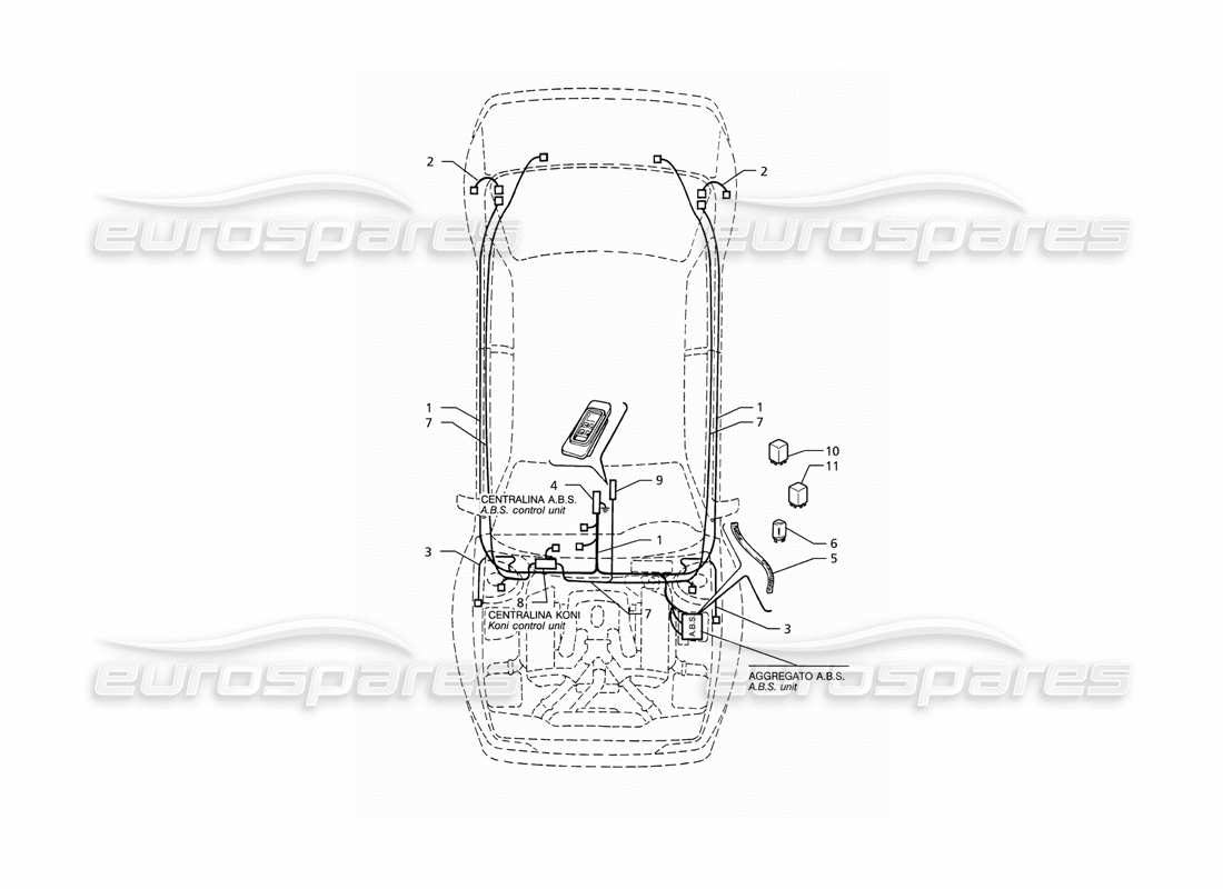a part diagram from the maserati ghibli 2.8 (abs) parts catalogue