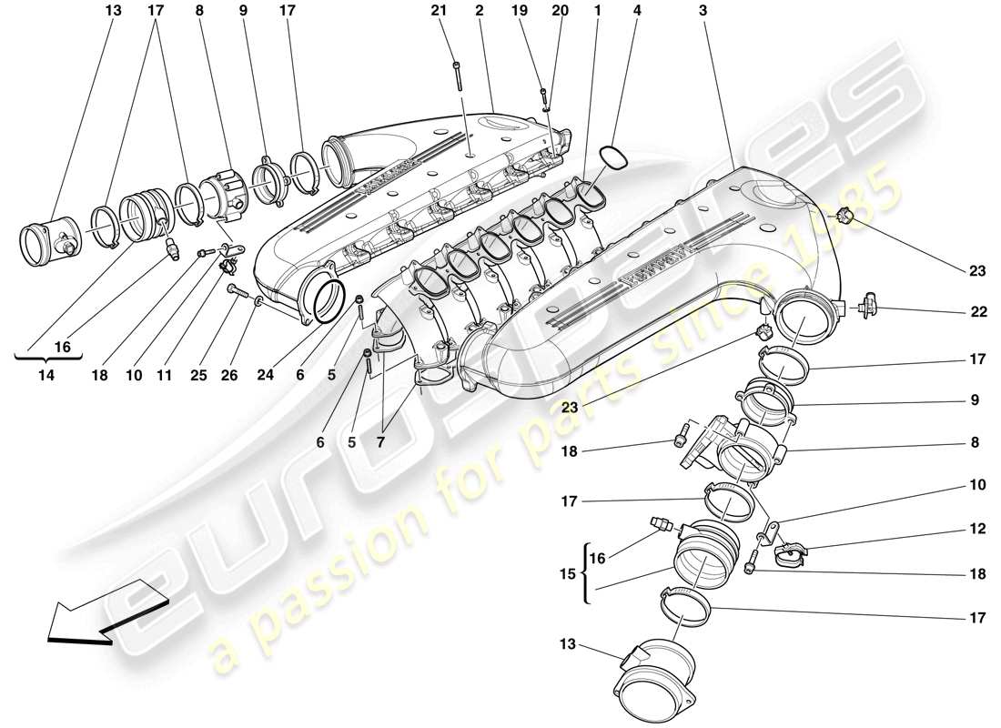 a part diagram from the ferrari 599 sa aperta (usa) parts catalogue
