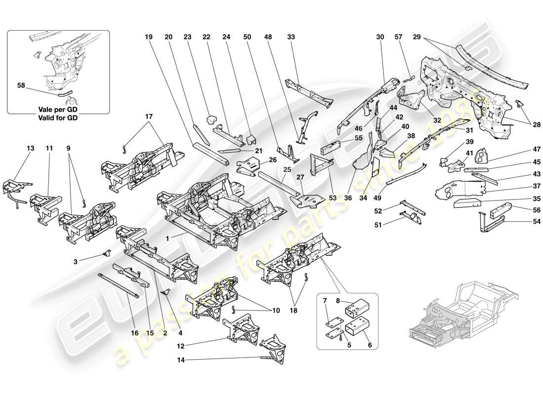 a part diagram from the ferrari 612 scaglietti (rhd) parts catalogue
