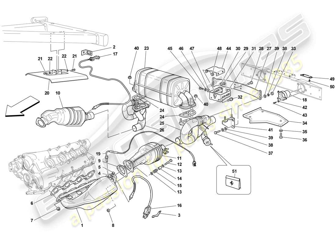 a part diagram from the ferrari f430 scuderia spider 16m (europe) parts catalogue