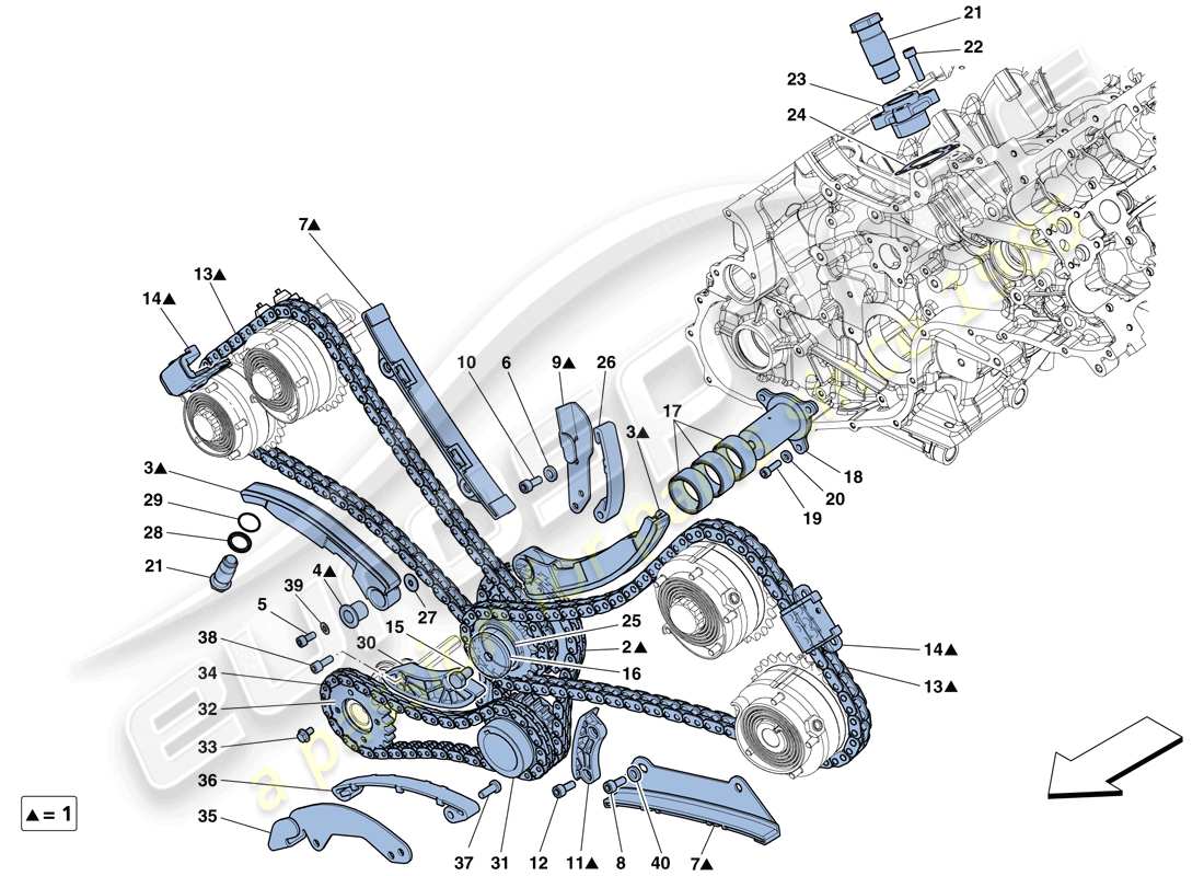 a part diagram from the ferrari 458 italia (rhd) parts catalogue