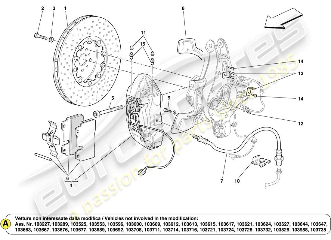 a part diagram from the ferrari california (europe) parts catalogue