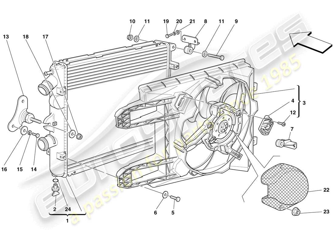 a part diagram from the ferrari f430 scuderia (rhd) parts catalogue