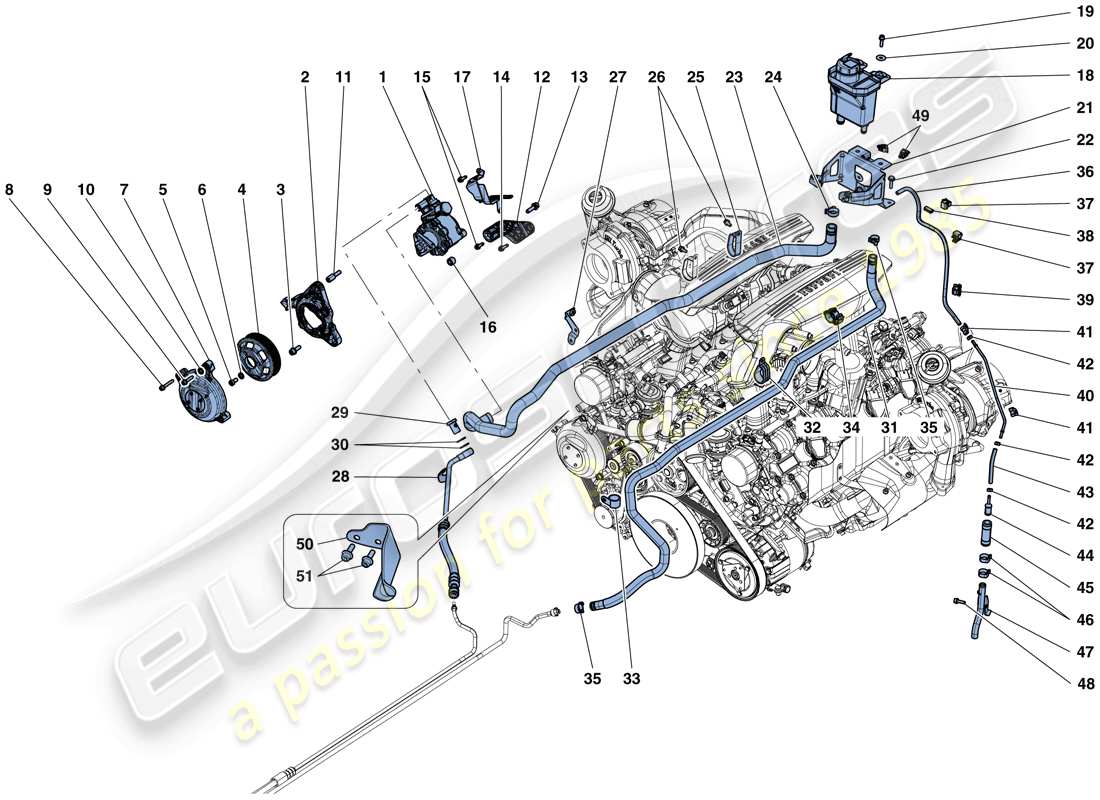 a part diagram from the ferrari 488 spider (rhd) parts catalogue