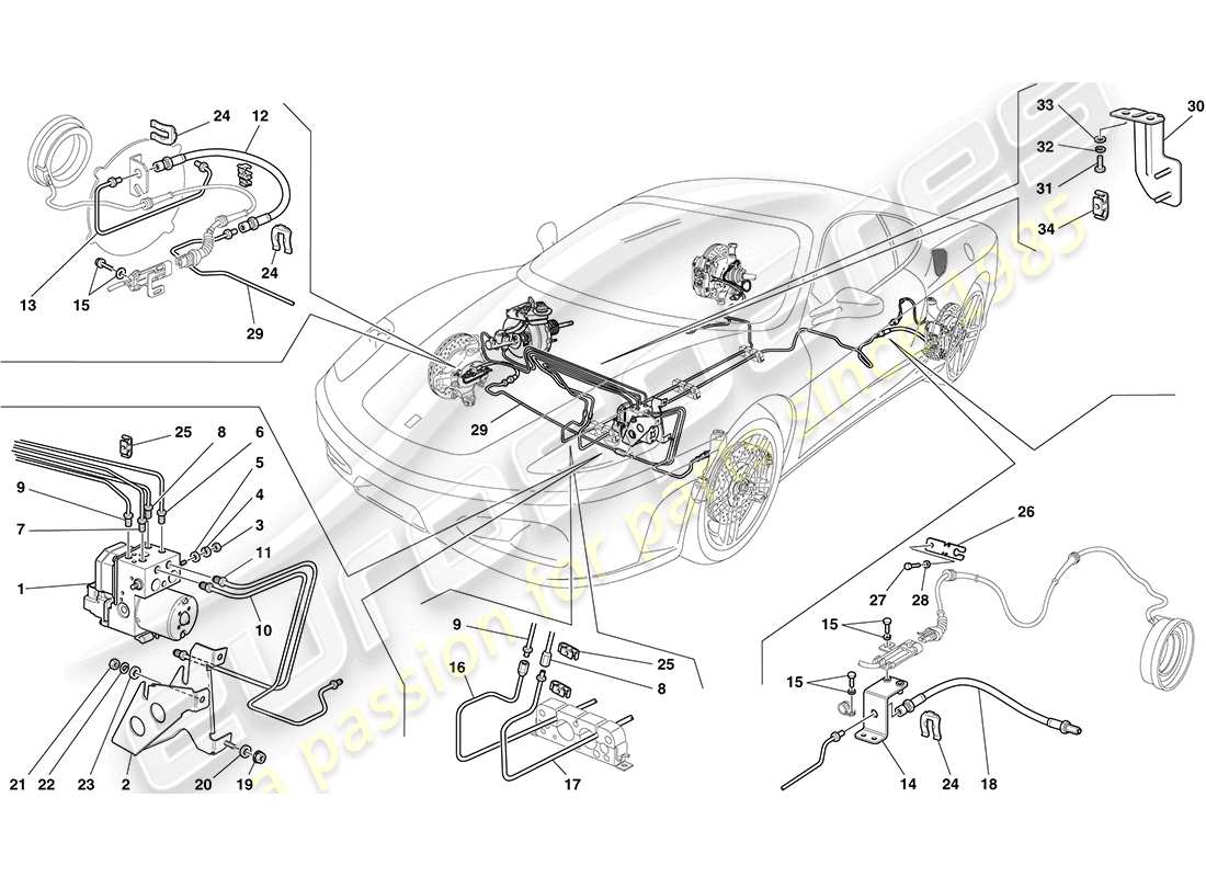 a part diagram from the Ferrari F430 Coupe (RHD) parts catalogue