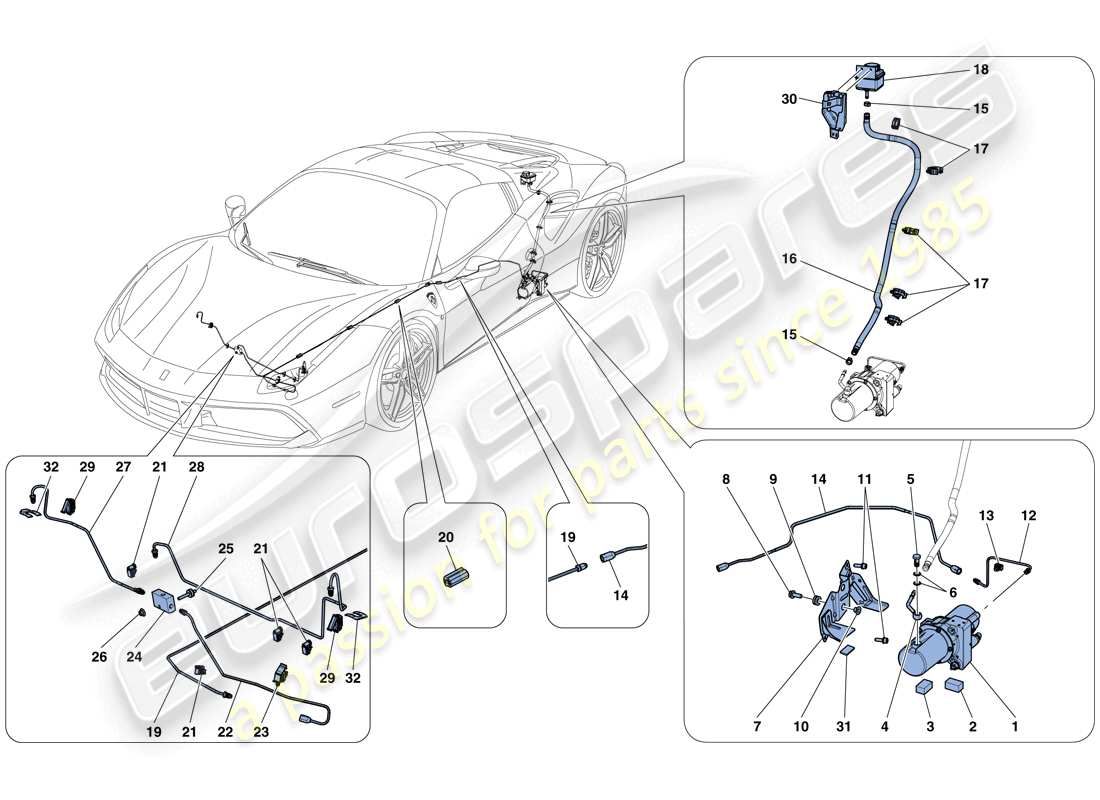 a part diagram from the ferrari 488 spider (europe) parts catalogue