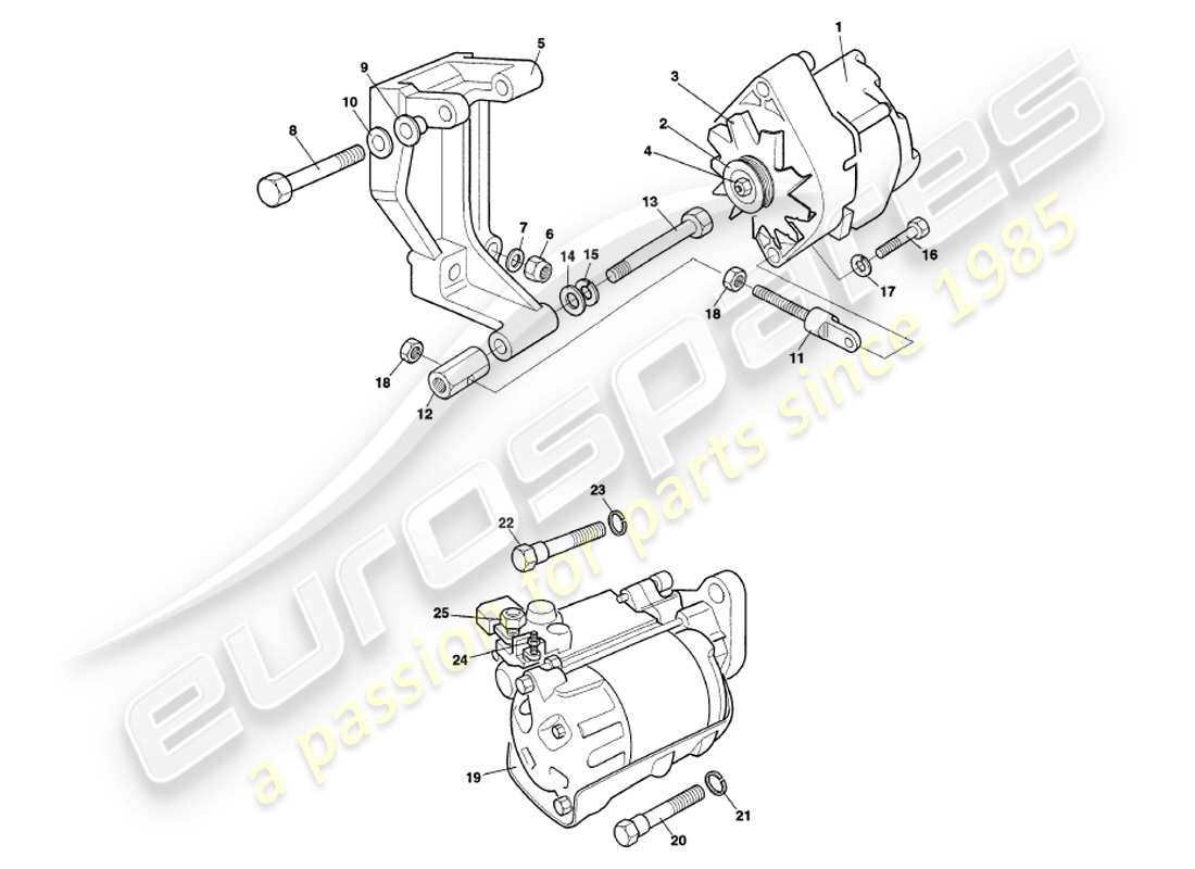 a part diagram from the aston martin v8 volante parts catalogue