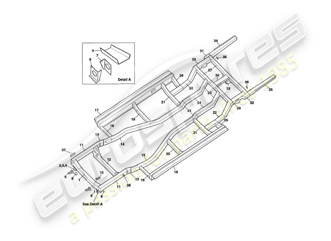 a part diagram from the aston martin v8 coupe (2000) parts catalogue