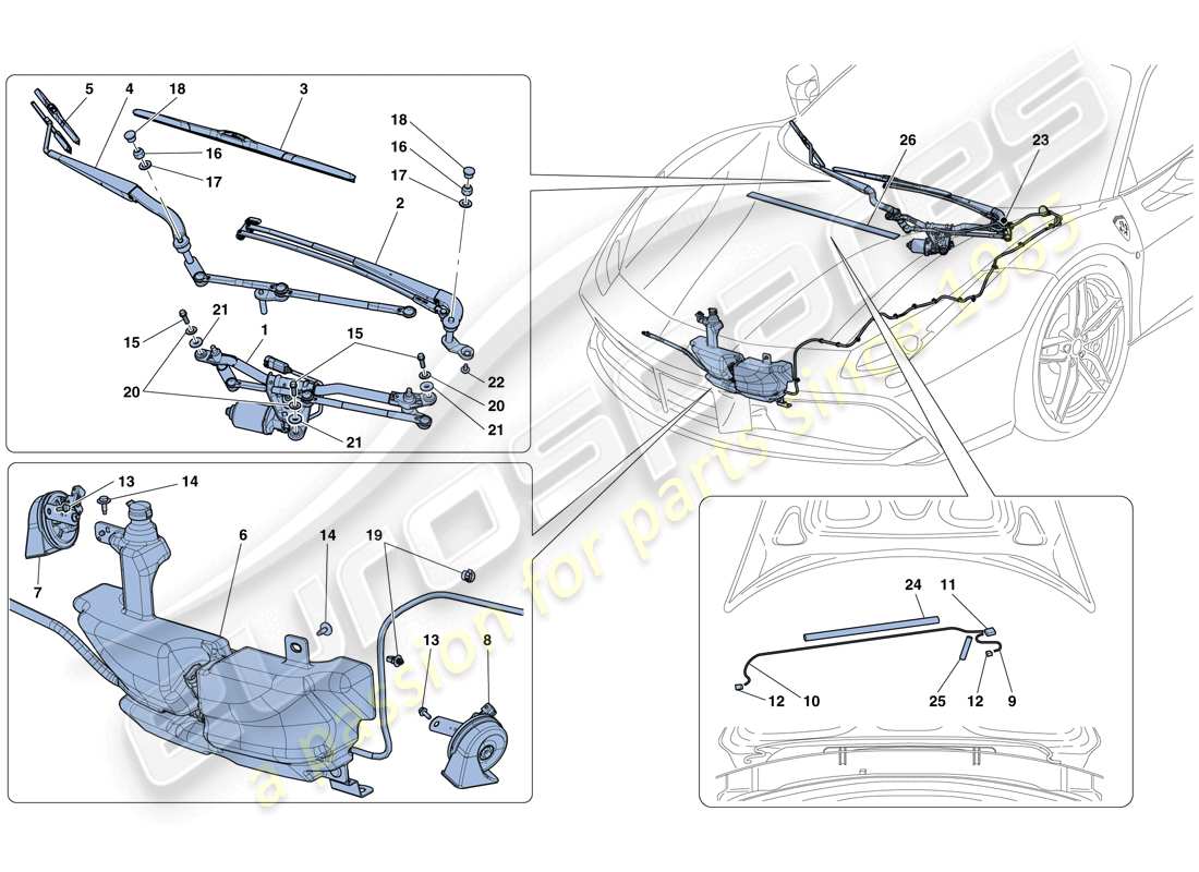 a part diagram from the ferrari 488 spider (rhd) parts catalogue