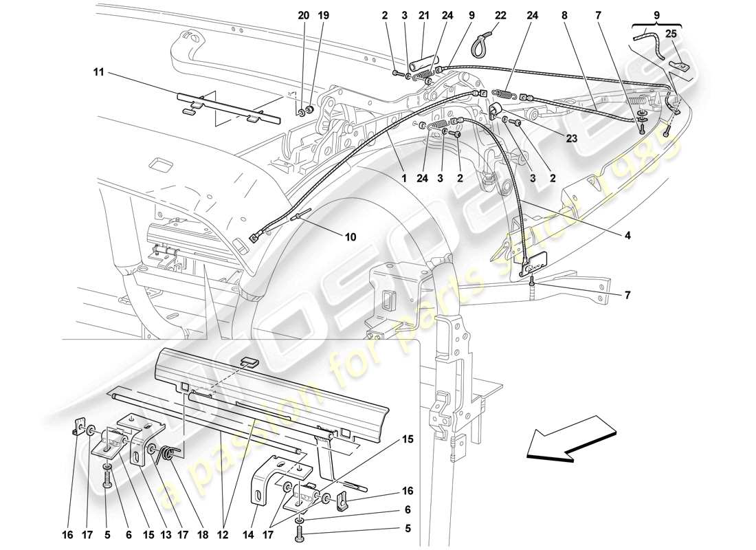 a part diagram from the ferrari f430 scuderia (rhd) parts catalogue