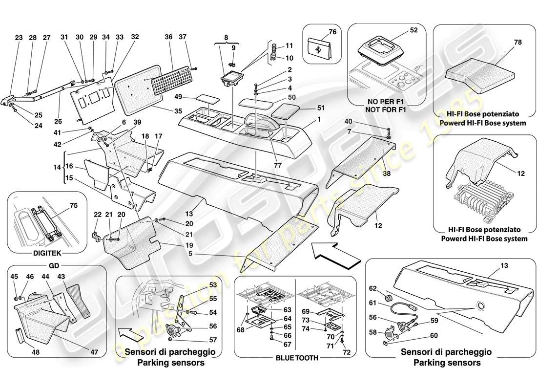 a part diagram from the Ferrari F430 Coupe (RHD) parts catalogue