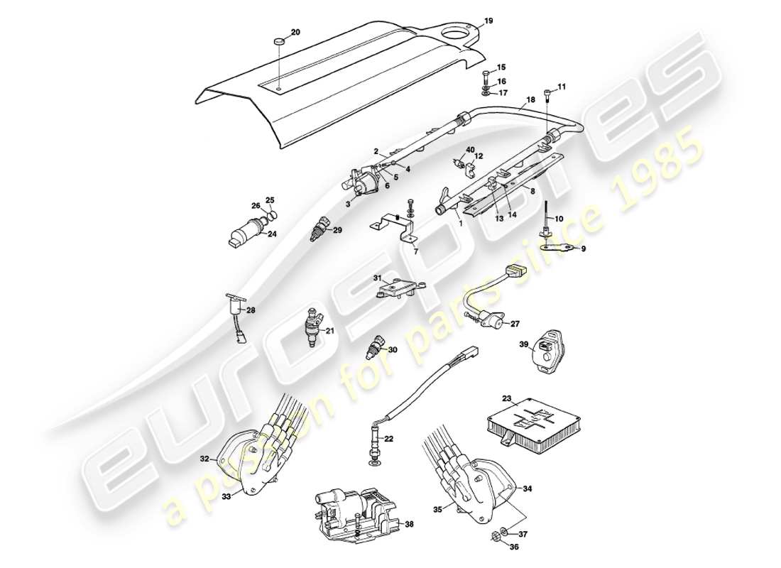 a part diagram from the aston martin v8 volante parts catalogue