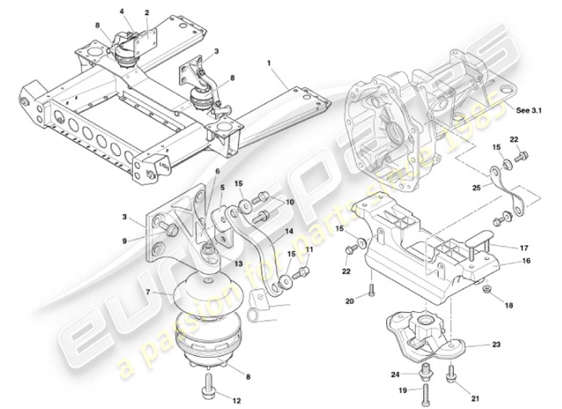 a part diagram from the aston martin vanquish (2001) parts catalogue