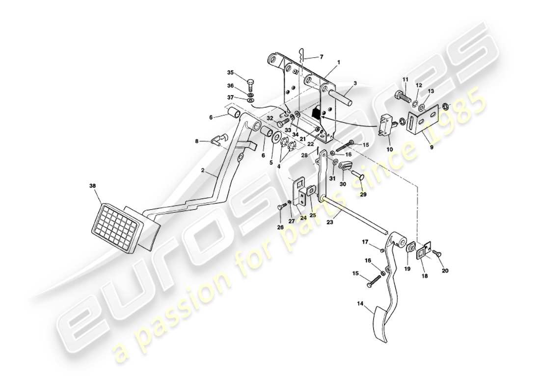 VIEW PARTS DIAGRAMS FROM THE ASTON MARTIN V8 COUPE PARTS CATALOGUE a part diagram from the aston martin v8 coupe parts catalogue