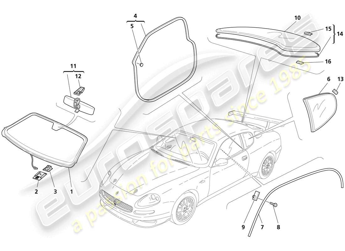 a part diagram from the maserati trofeo parts catalogue