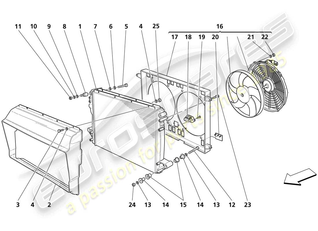 a part diagram from the maserati trofeo parts catalogue