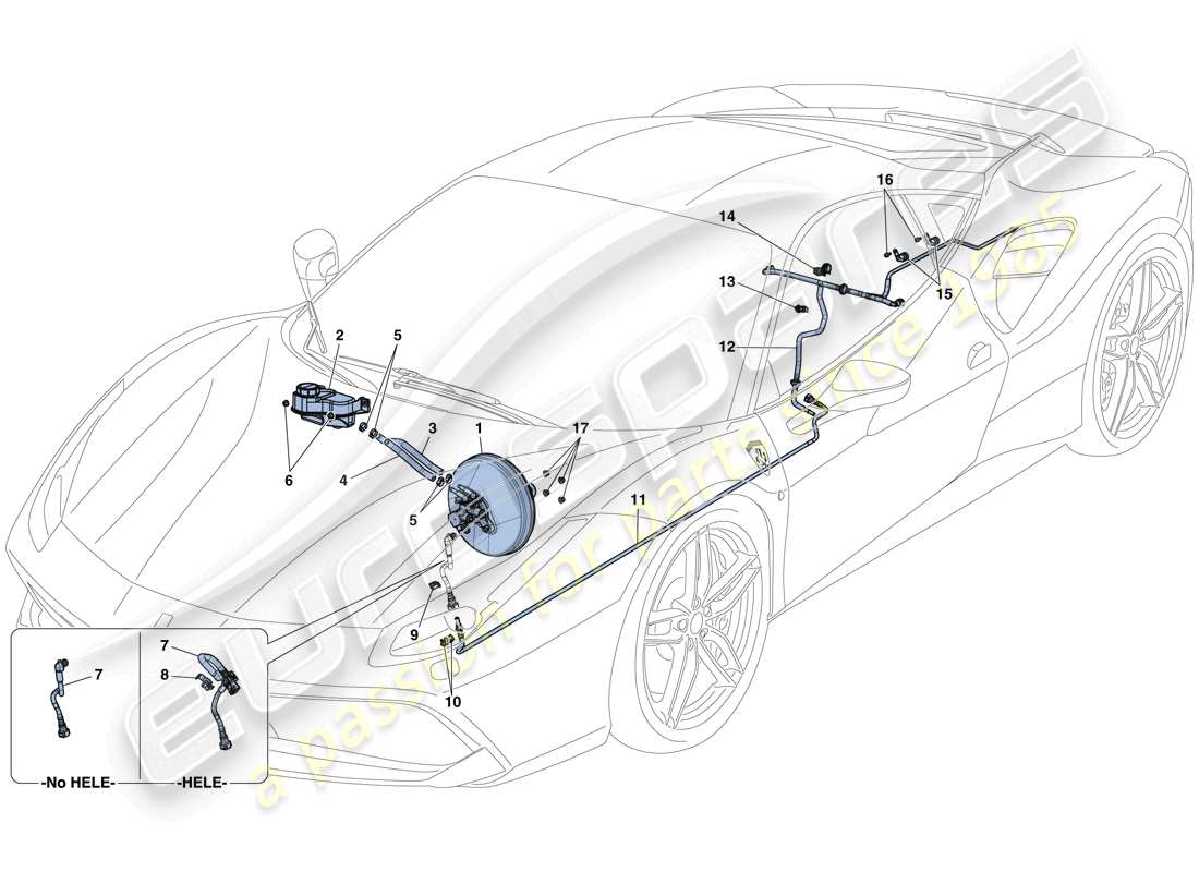 a part diagram from the ferrari 488 gtb (rhd) parts catalogue