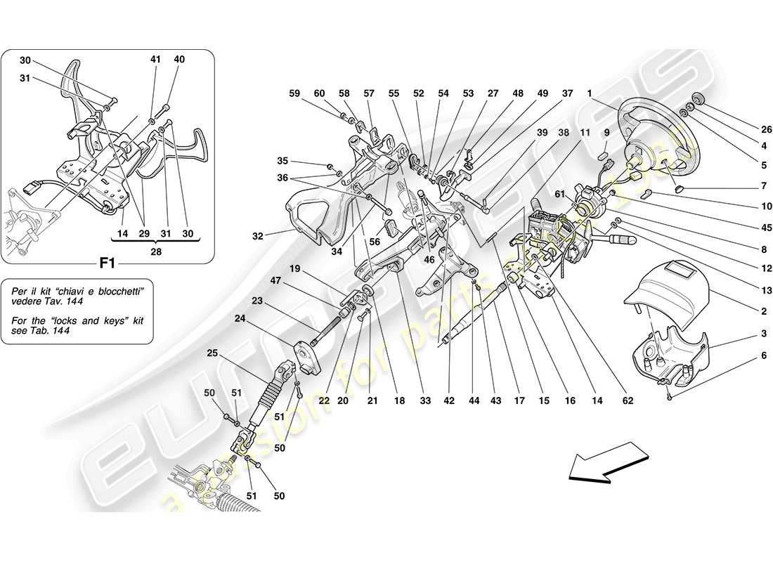 a part diagram from the ferrari f430 coupe (rhd) parts catalogue