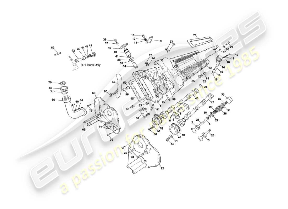 a part diagram from the aston martin v8 coupe parts catalogue
