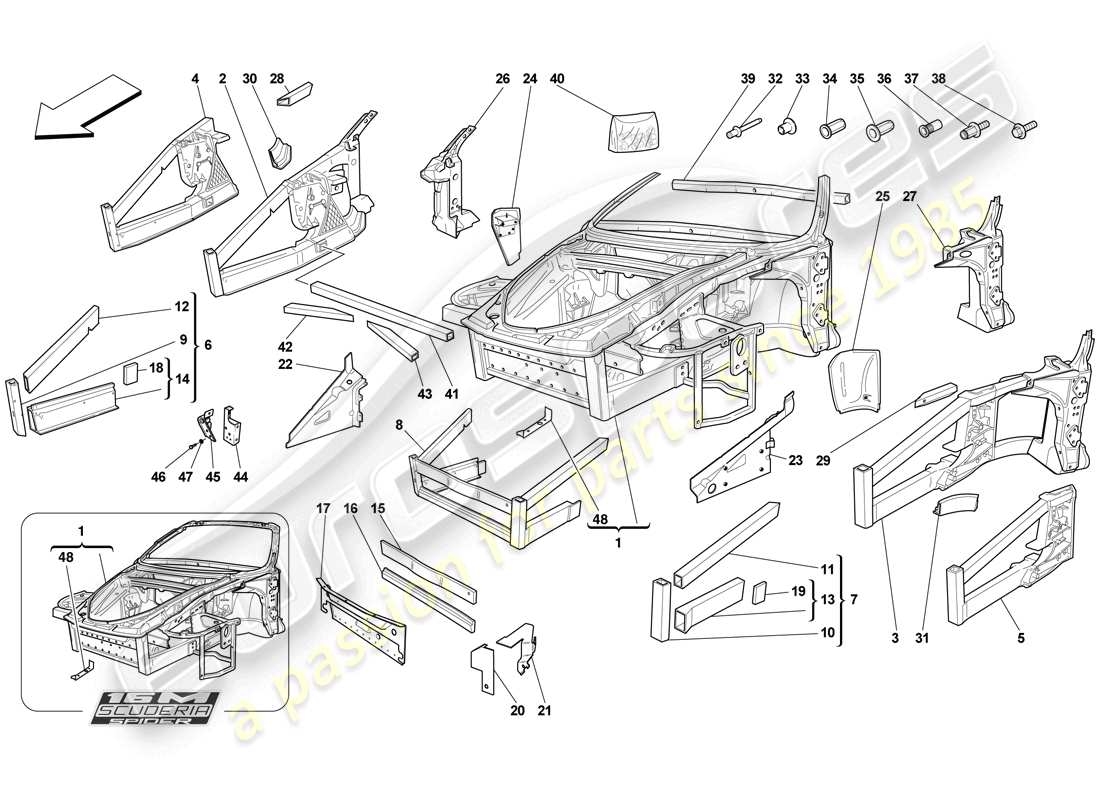 a part diagram from the ferrari f430 scuderia (europe) parts catalogue