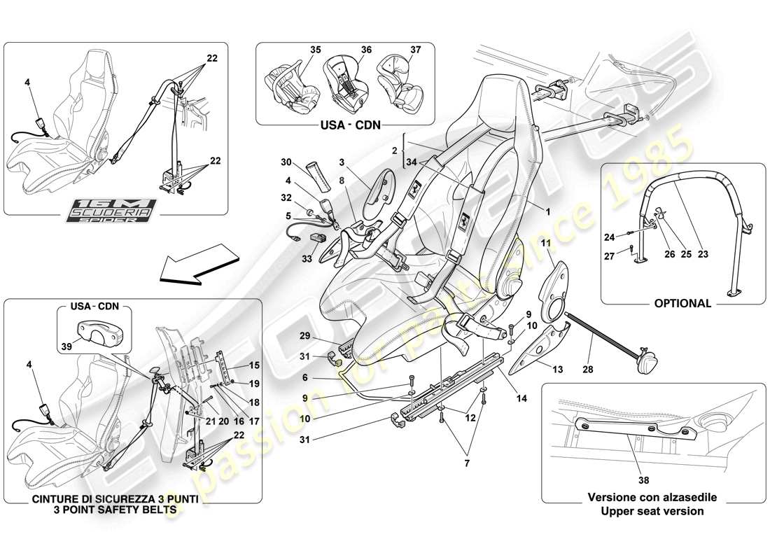 a part diagram from the ferrari f430 scuderia spider 16m (usa) parts catalogue