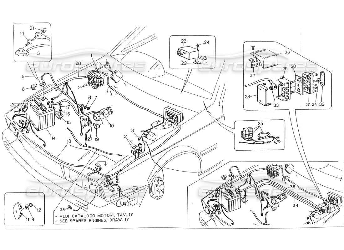 VIEW PARTS DIAGRAMS FROM THE MASERATI 418 / 4.24V / 430 PARTS CATALOGUE a part diagram from the maserati 418 / 4.24v / 430 parts catalogue