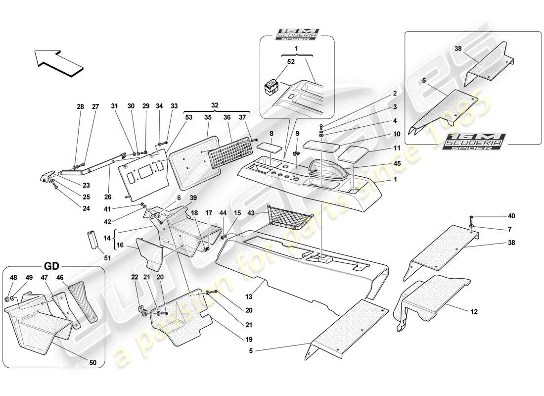 a part diagram from the ferrari f430 scuderia (usa) parts catalogue