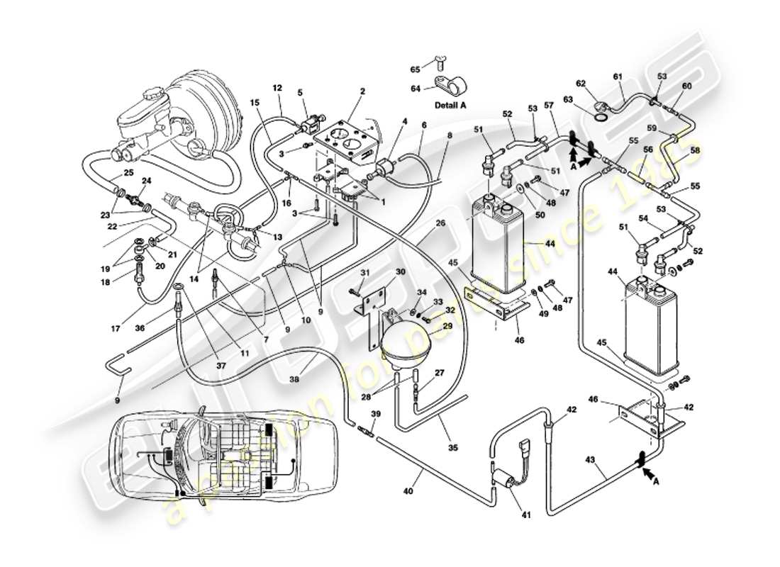 a part diagram from the aston martin v8 volante parts catalogue