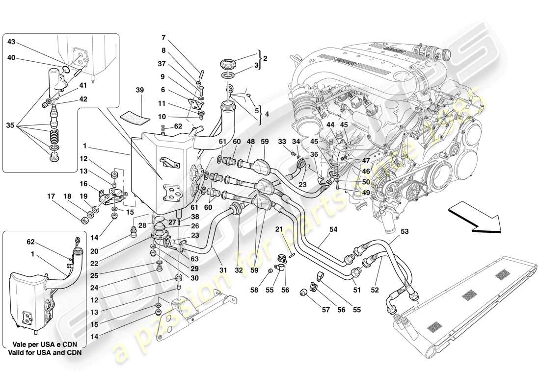 ferrari 599 gto (usa) lubrication system - tank part diagram